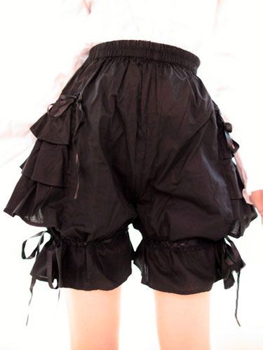 Pantaloncini di cotone Lolita Ruffles fiocchi neri per le donne - milanoo.com - Modalova