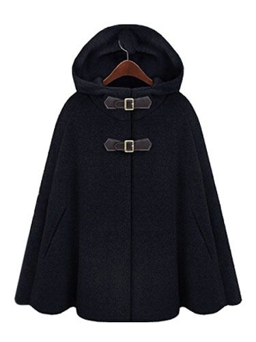 Cappotto invernale grigio oversize da donna con cappuccio in poncho di lana - milanoo.com - Modalova