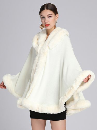 Cappotto poncho con cappuccio in pelliccia sintetica con mantello natalizio per donna - milanoo.com - Modalova