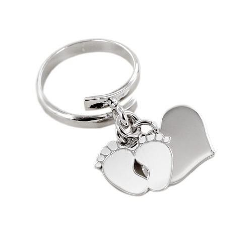 Anello con ciondolo cuore e piedini pendente in argento - cappagli charme - Modalova