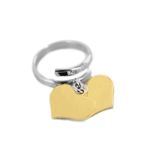 Anello con doppio ciondolo cuore pendente giallo in argento - cappagli charme - Modalova