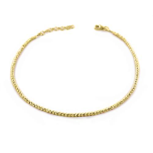 Cavigliera in argento a sfere piccole oro giallo sfaccettate diamantate - cappagli charme - Modalova