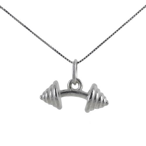 Collana con ciondolo manubrio da palestra bilanciere in argento rodiato - cappagli charme - Modalova