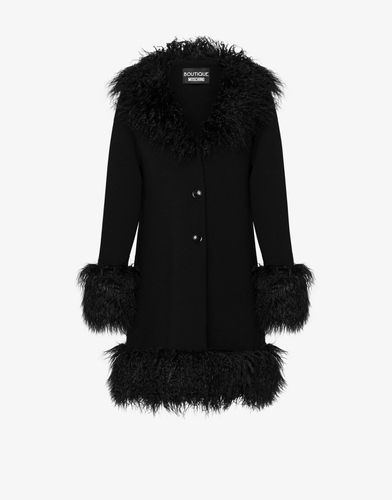 Cappotto In Maglia Furry Details - Boutique Moschino - Modalova