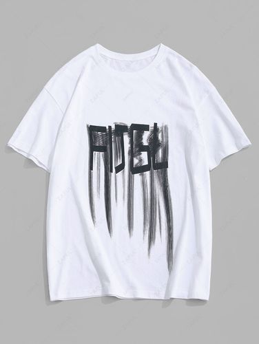 T-Shirt Sciolta Stampata Lettere con Maniche Corte - ZAFUL - Modalova