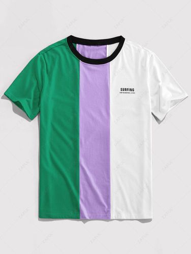 T-Shirt di Stampata Lettere a Contrasto - ZAFUL - Modalova
