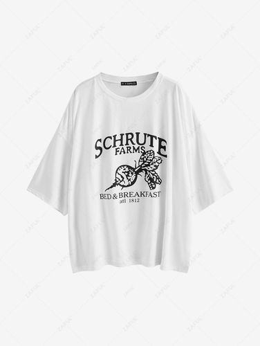 T-Shirt a Tunica Asimmetrica con Grafica di Lettere - ZAFUL - Modalova