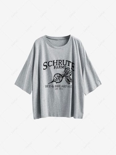 T-Shirt a Tunica Asimmetrica con Grafica di Lettere - ZAFUL - Modalova