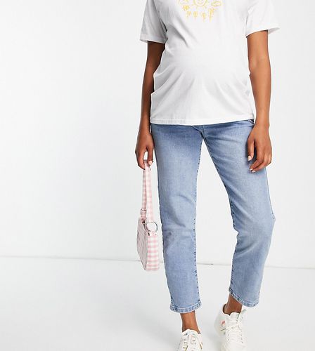 Cotton On Maternity - Mom jeans dritti elasticizzati lavaggio medio con fascia sopra al pancione - Cotton:On Maternity - Modalova