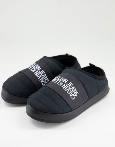 Pantofole nere con logo istituzionale - Calvin Klein Jeans - Modalova