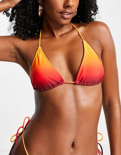 Top bikini a triangolo arancione sfumato allacciato davanti - Candypants - Modalova