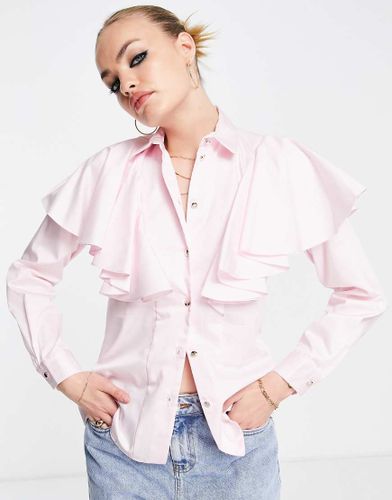 Camicia con bottoni rosa con volant - Closet London - Modalova