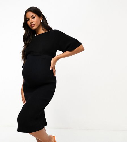 Vestito longuette nero a coste - Closet London Maternity - Modalova