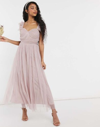 With Love - Vestito per damigella con gonna al polpaccio e maniche con volant in tulle, colore - Anaya - Modalova