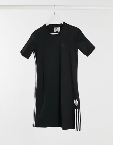 Vestito T-shirt con logo 3D a trifoglio nero - adidas Originals - Modalova