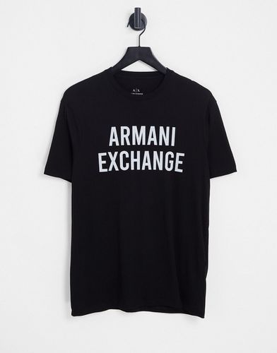 T-shirt con logo olografico nera-Nero - Armani Exchange - Modalova