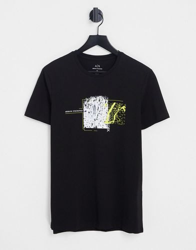 T-shirt nera con logo e grafica di città-Nero - Armani Exchange - Modalova