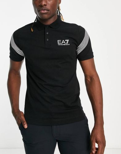 Armani - - Polo nera con righe sulle maniche-Nero - EA7 - Modalova