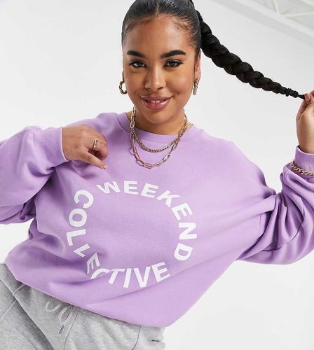 ASOS - Weekend Collective Curve - Felpa oversize lilla con logo lilla in coordinato - ASOS Weekend Collective - Modalova