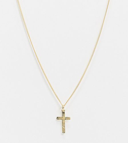 Collana con croce in argento sterling placcato oro 14 ct - ASOS DESIGN - Modalova