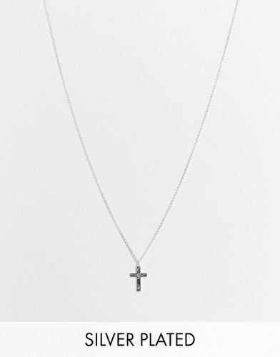 Collana placcata in argento con ciondolo a forma di croce in strass - ASOS DESIGN - Modalova