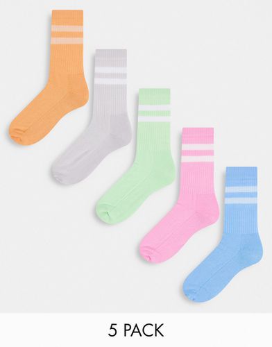 Confezione da 5 paia di calzini sportivi a righe-Multicolore - ASOS DESIGN - Modalova