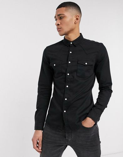 Camicia western di jeans organico skinny nera - ASOS DESIGN - Modalova