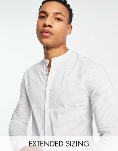 Camicia con colletto serafino skinny azzurra a righe-Blu - ASOS DESIGN - Modalova