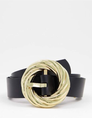 Cintura da jeans per vita e fianchi in pelle nera con fibbia-Nero - ASOS DESIGN - Modalova