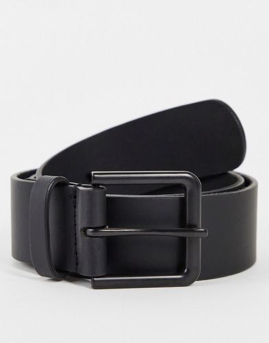 Cintura larga in pelle nera con fibbia opaco - ASOS DESIGN - Modalova