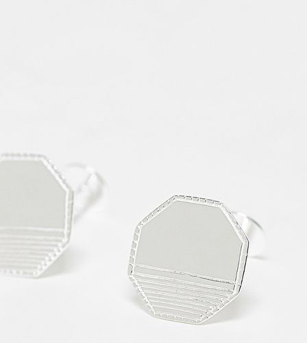 Gemelli esagonali in argento sterling color argento con incisione - ASOS DESIGN - Modalova