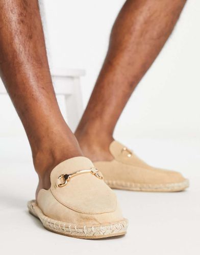 Espadrilles stile sabot in camoscio sintetico grigio pietra con morsetto-Neutro - ASOS DESIGN - Modalova