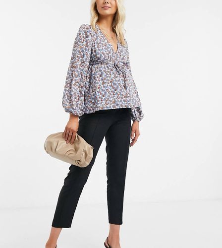 ASOS DESIGN Maternity - Pantaloni a sigaretta in lino-Nero - ASOS Maternity - Modalova