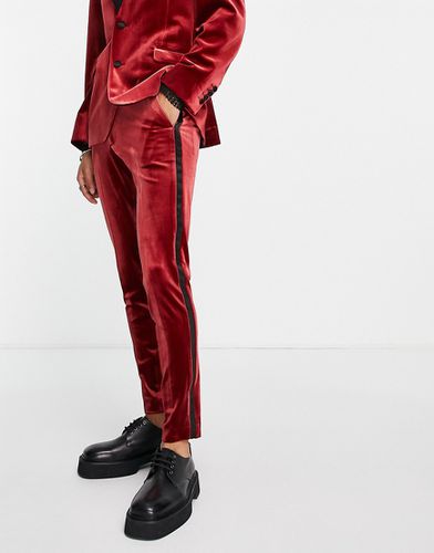 Pantaloni da smoking super skinny in velluto rosso - ASOS DESIGN - Modalova