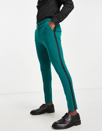 Pantaloni da smoking super skinny verde-azzurro scuro - ASOS DESIGN - Modalova