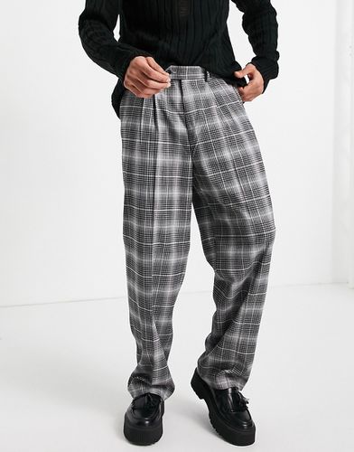 Pantaloni slim eleganti a vita alta grigi a quadri - ASOS DESIGN - Modalova