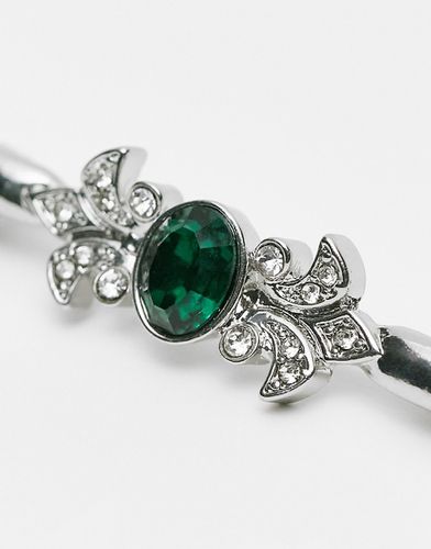 Wedding - Spilla argentata con cristalli color smeraldo e trasparenti-Argento - ASOS DESIGN - Modalova