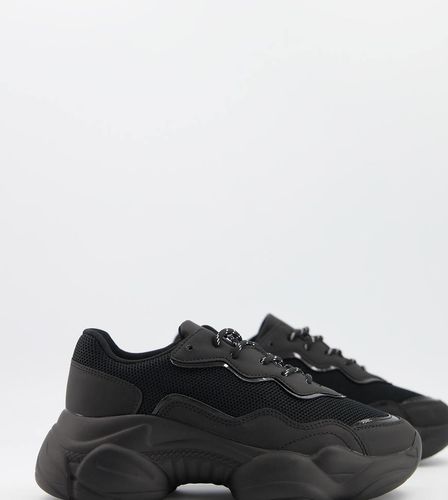 Wide Fit - Divine - Chunky sneakers nere a pianta larga-Nero - ASOS DESIGN - Modalova