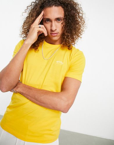 BOSS - Athleisure Tee - T-shirt gialla con logo ricurvo - BOSS Athleisure - Modalova