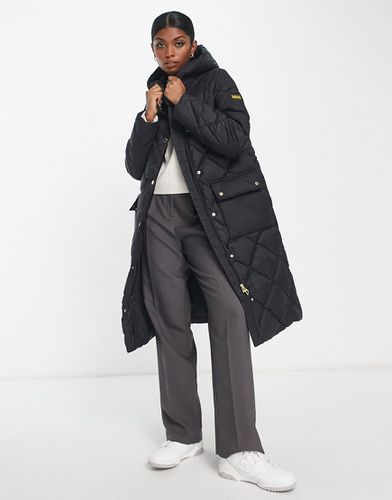 Volante - Cappotto trapuntato taglio lungo con cappuccio, colore nero - Barbour International - Modalova