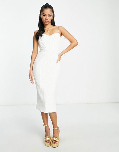 Vestito midi stile corsetto in pizzo color avorio-Bianco - Bardot - Modalova