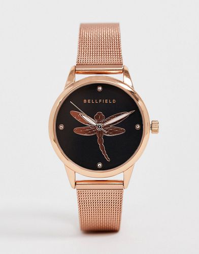 Orologio da donna con cinturino in maglia metallica e libellula oro - Bellfield - Modalova