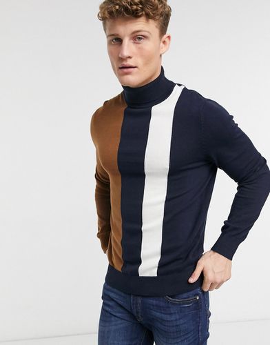 Maglione con collo alto in maglia a righe verticali - Burton Menswear - Modalova