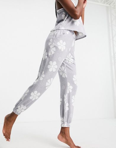 Pantaloni del pigiama con gamba slim grigi a fiori in coordinato - Gilly Hicks - Modalova