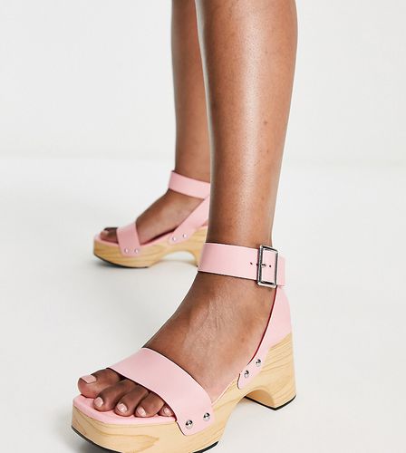 Sandali a pianta larga stile zoccolo estivi rosa - Glamorous Wide Fit - Modalova