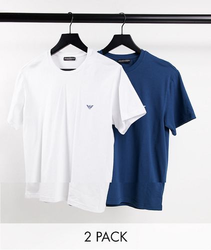 Emporio Armani - Bodywear - Confezione da 2 T-shirt blu navy/bianco con logo sul petto - Emporio Armani Bodywear - Modalova