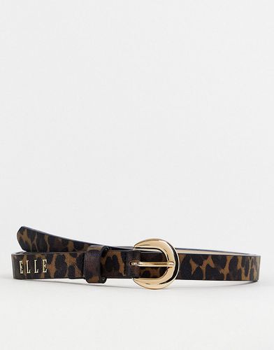 Cintura sottile leopardata con logo - Elle - Modalova
