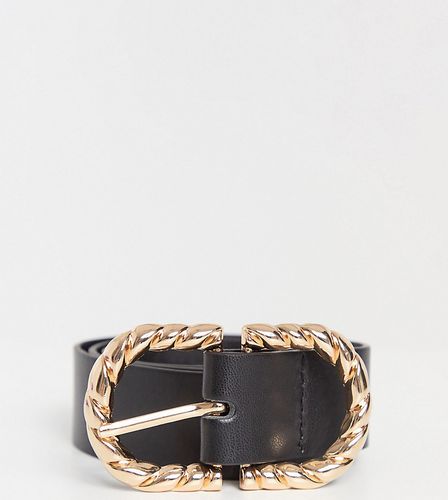 Esclusiva - Cintura per jeans per vita e fianchi nera con fibbia in metallo oro intrecciata-Nero - Glamorous - Modalova