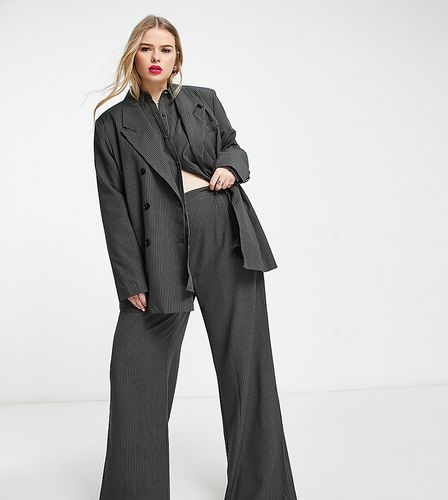 Pantaloni a fondo super ampio color ardesia gessato in coordinato - Extro & Vert Plus - Modalova