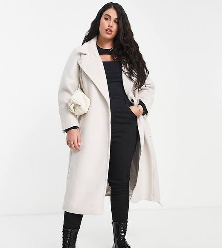 Cappotto elegante midi color crema a portafoglio con cintura - Forever New Curve - Modalova